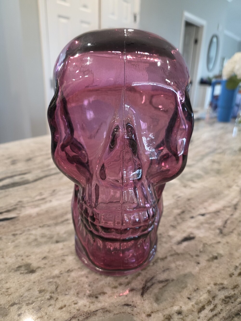 Glass SKULL, MAGENTA, Life Size Skulls Accent Decor